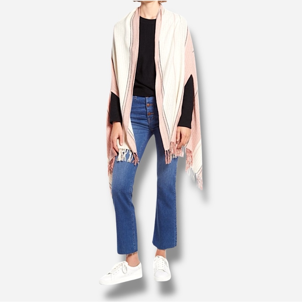 🌸New🌸 Madewell Striped Cape Scarf Pink OS NWT